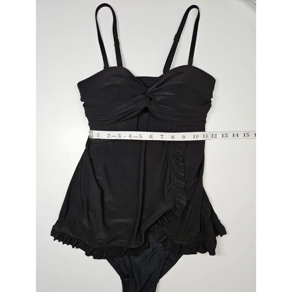 Beyond Control Womens Black‎ One Piece Swim Dress Removable Straps Size 6 NWOT